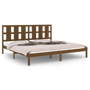 vidaXL Sengeramme honningbrun heltre furu 200x200 cm