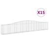 vidaXL Gabionkurver buede 15 stk 400x30x60/80 cm galvanisert jern