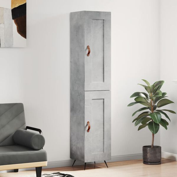 vidaXL Highboard betonggr&aring; 34,5x34x180 cm konstruert tre