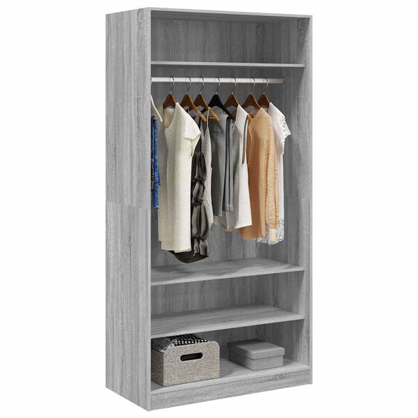 vidaXL Garderobe gr&aring; sonoma 100x50x200 cm konstruert tre