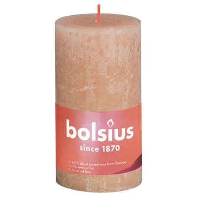 Bolsius Rustikke søylelys Shine 4 stk 130x68 mm tåkete rosa