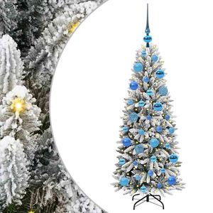 vidaXL Kunstig juletre med 150 LED Hvit 120 cm PVC, plast, st&aring;l og PE