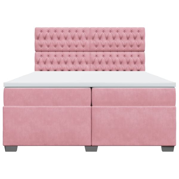 vidaXL Seng med madrass boksfj&aelig;r rosa 200x200 cm fl&oslash;yel