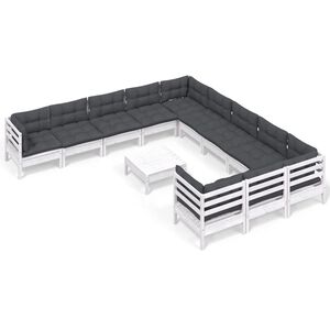 vidaXL Hagesofagruppe med puter 12 deler heltre furu