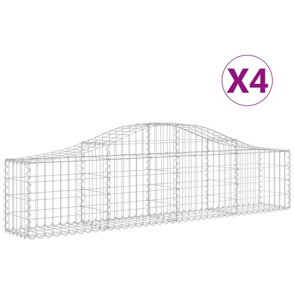 vidaXL Gabionkurver buede 4 stk 200x30x40/60 cm galvanisert jern