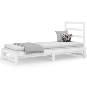 vidaXL Uttrekkbar dagseng hvit 2x(90x200) cm heltre furu