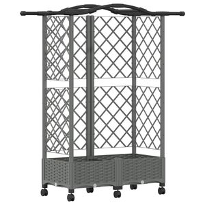 vidaXL Hevet Bed med Trellis og Tak Lysegr&aring; 124 x 40 x 129 cm PP