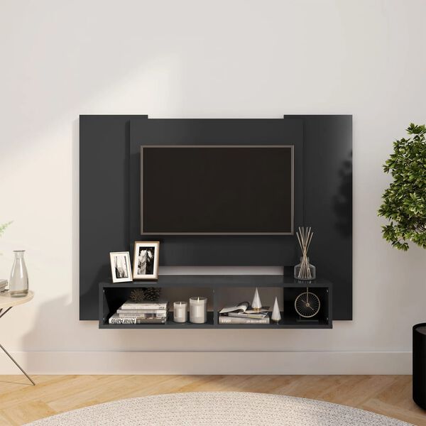 vidaXL Veggmontert TV-benk grå 120x23,5x90 cm konstruert tre
