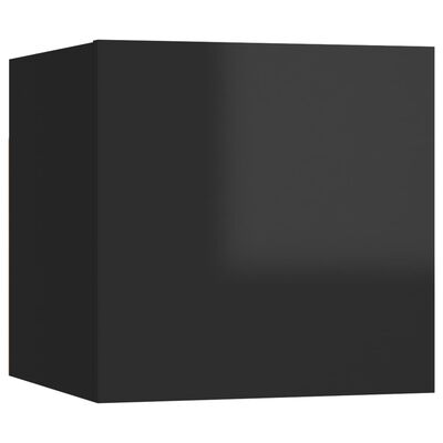 vidaXL TV-benksett 4 deler høyglans svart sponplate