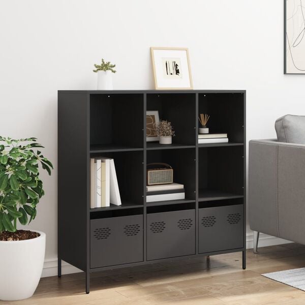 vidaXL Highboard svart 101,5x39x103,5 cm st&aring;l