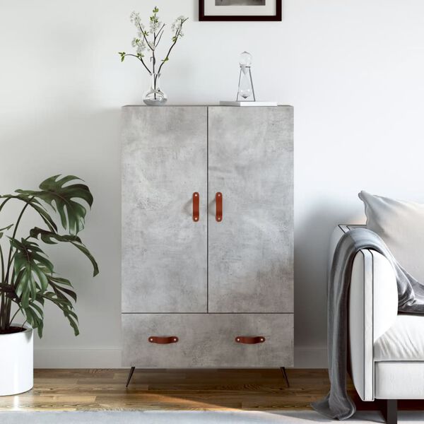 vidaXL Highboard betonggr&aring; 69,5x31x115 cm konstruert tre