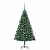 vidaXL Forh&aring;ndsbelyst kunstig juletre med kulesett gr&oslash;nn 210 cm PVC