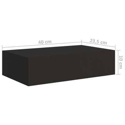 vidaXL Veggmontert skuffehylle svart 40x23,5x10 cm MDF