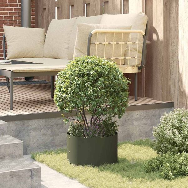 vidaXL Hageblomsterpotte Olivengrønn 30 x 30 x 20 cm Kaldvalsestål