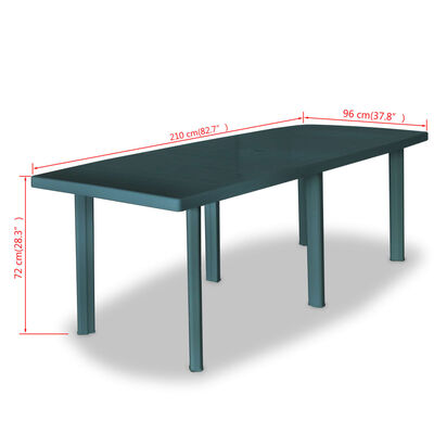 vidaXL Hagebord grønn 210x96x72 cm plast