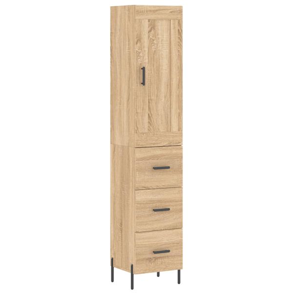 vidaXL Highboard sonoma eik 34,5x34x180 cm konstruert tre