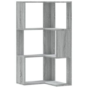 vidaXL Bokhylle 3 etasjer gr&aring; sonoma 50x50x102 cm konstruert tre