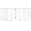 vidaXL Hundegrind med d&oslash;r sammenleggbar 4 paneler hvit 320 cm poppeltre