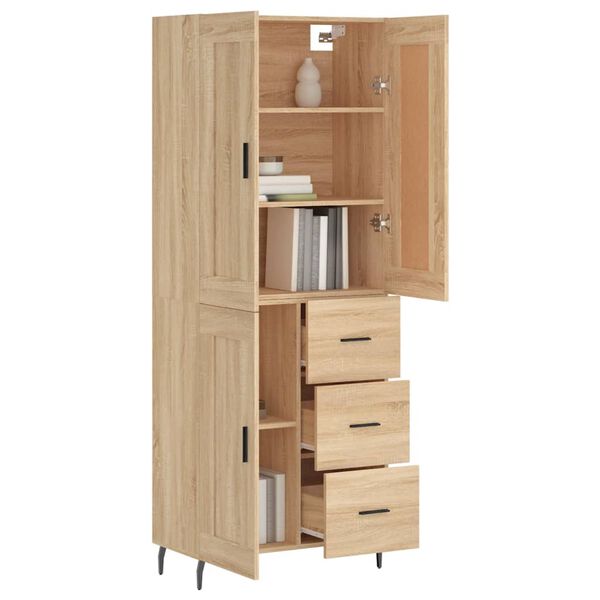 vidaXL Highboard sonoma eik 69,5x34x180 cm konstruert tre