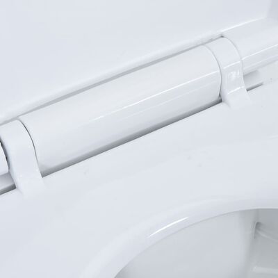 vidaXL Høyt kantfritt toalett myk lukkemekanisme +7 cm keramisk hvit