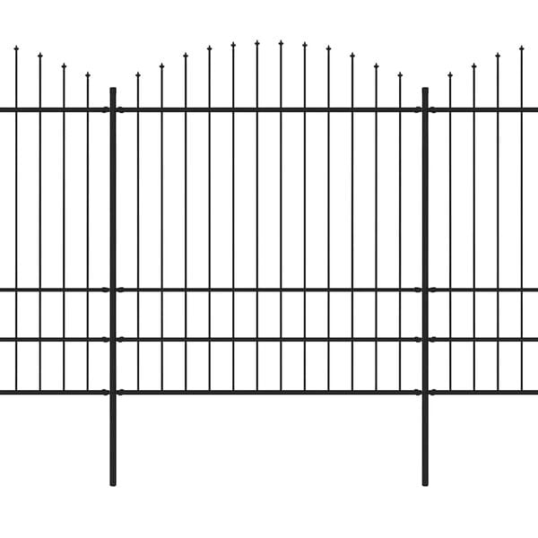vidaXL Hagegjerde med spydtopp st&aring;l 359x200 cm svart