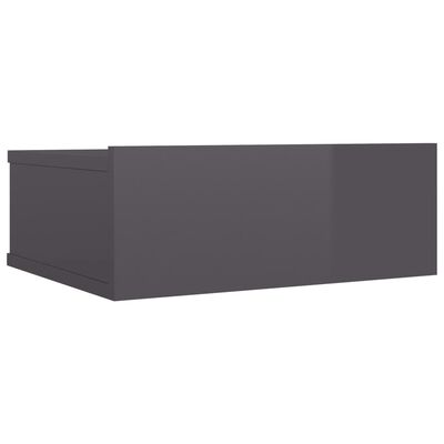 vidaXL Flytende nattbord høyglans grå 40x30x15 cm sponplate