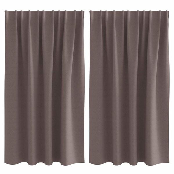 vidaXL M&oslash;rkleggende Gardiner med Ringer 2 pcs M&oslash;rk brun 140 x 140 cm