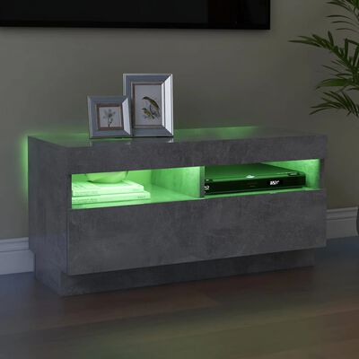 vidaXL TV-benk med LED-lys betonggrå 80x35x40 cm