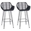 vidaXL Barstol 2 stk. Svart 55 x 52 x 92 cm Rattan og Jern