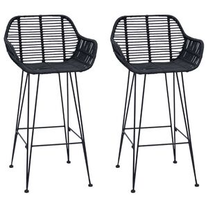 vidaXL Barstol 2 stk. Svart 55 x 52 x 92 cm Rattan og Jern