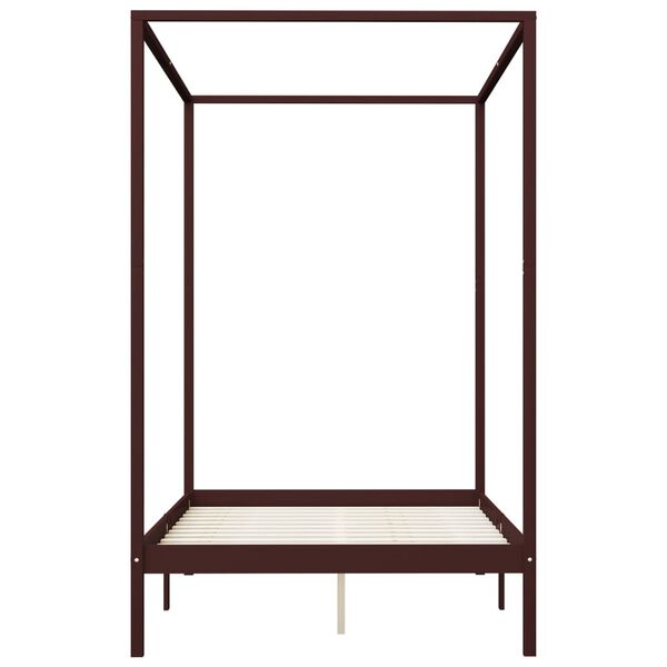 vidaXL Himmelsengramme med 2 skuffer m&oslash;rkebrun furu 140x200 cm