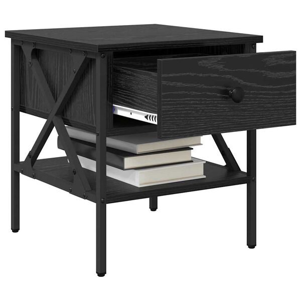 vidaXL Nattbord 2 pcs Svart eik 40 x 42 x 45 cm Ingeni&oslash;rtre og metall