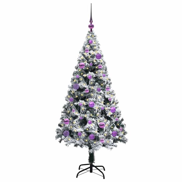 vidaXL Kunstig juletre med 150 LED grønn 150 cm PVC og Stål og Plast