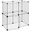 vidaXL Dyrebur 12 paneler med d&oslash;r svart 70x35x70 cm st&aring;l