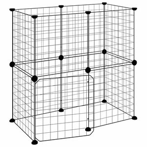 vidaXL Dyrebur 12 paneler med d&oslash;r svart 70x35x70 cm st&aring;l