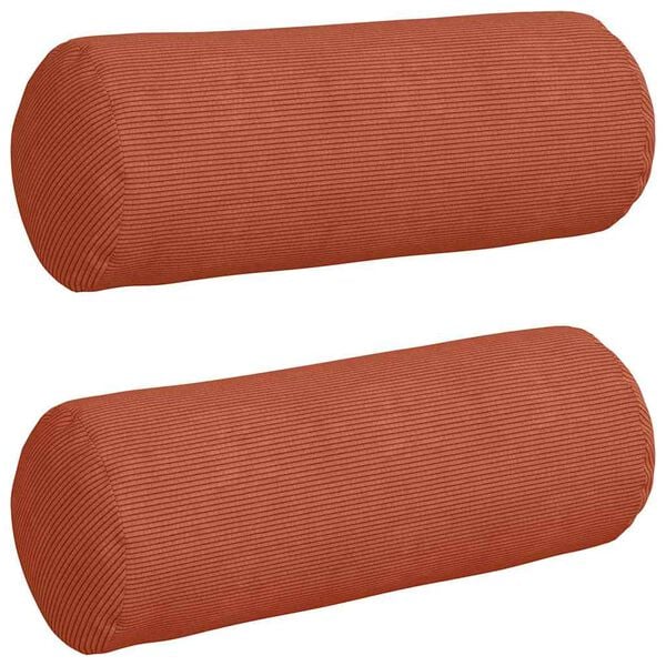 vidaXL Bolster puter 2 pcs Rød oransje Ø 25 x 70 cm Corduroy stoff