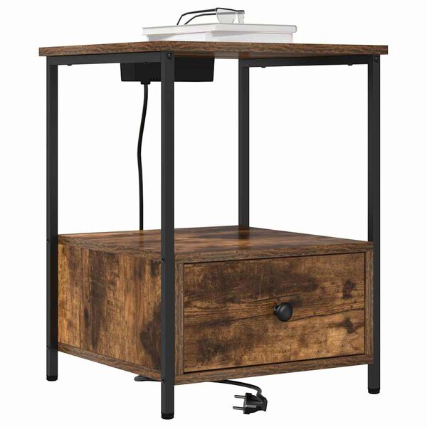 vidaXL Nattbordskap 2 pcs R&oslash;kt eik 42 x 41 x 56 cm Konstruert tre