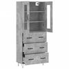 vidaXL Highboard betonggr&aring; 69,5x34x180 cm konstruert tre