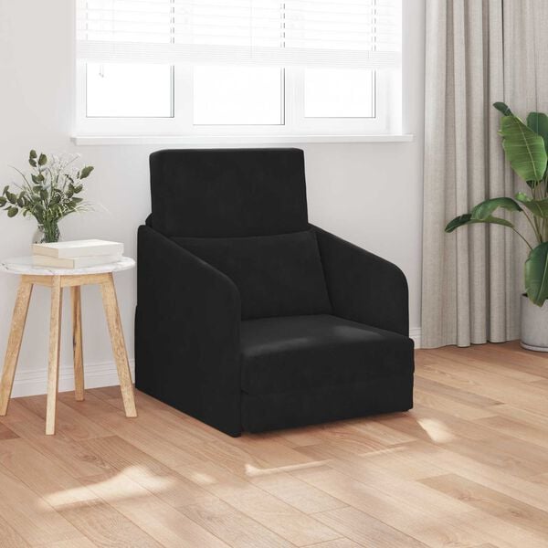 vidaXL Sammenleggbar Sofa seng Svart 65 x 80 x 83 cm Fl&oslash;yel