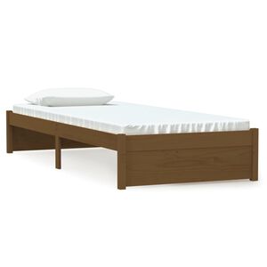 vidaXL Sengeramme honningbrun heltre 75x190 cm Small Single