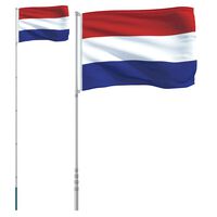 vidaXL Nederlandsk flagg og stang 5,55 m aluminium