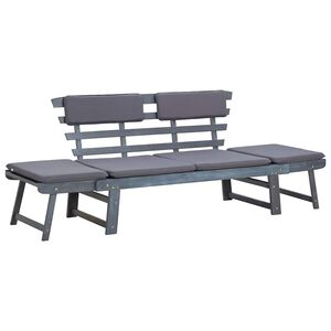 vidaXL Hagebenk med puter 2-i-1 190 cm heltre akasie gr&aring;