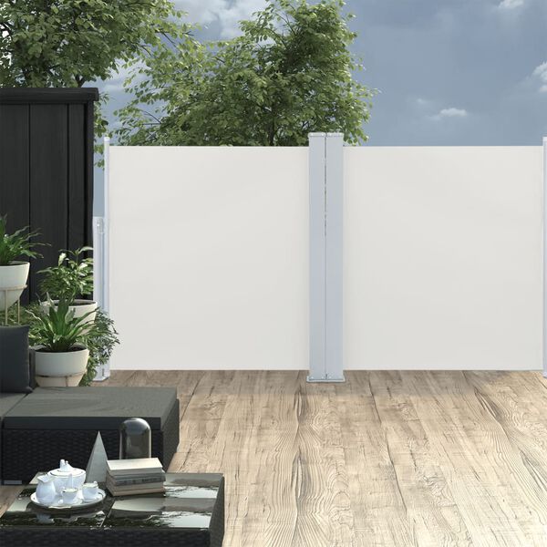 vidaXL Uttrekkbar sidemarkise 100x600 cm kremhvit