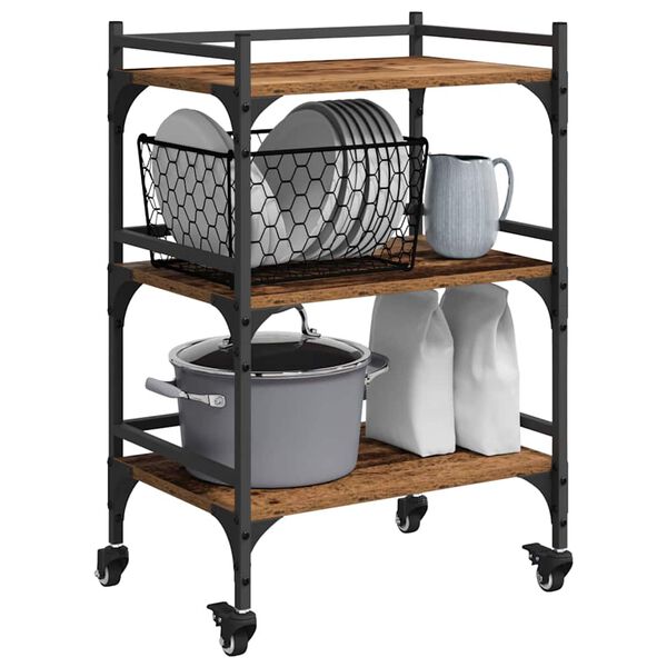 vidaXL Kj&oslash;kkenvogn Gamle tre 50 x 35 x 75.5 cm Konstruert tre