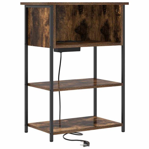 vidaXL Nattbordskap R&oslash;kt eik 55 x 31 x 76 cm Konstruert tre