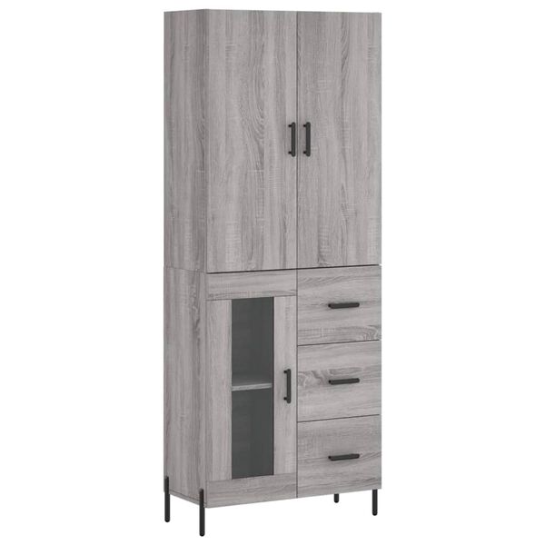 vidaXL Highboard gr&aring; sonoma 69,5x34x180 cm konstruert tre