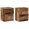 vidaXL Nattbord 2 stk med 2 skuffer gammelt tre 40x36x50 cm