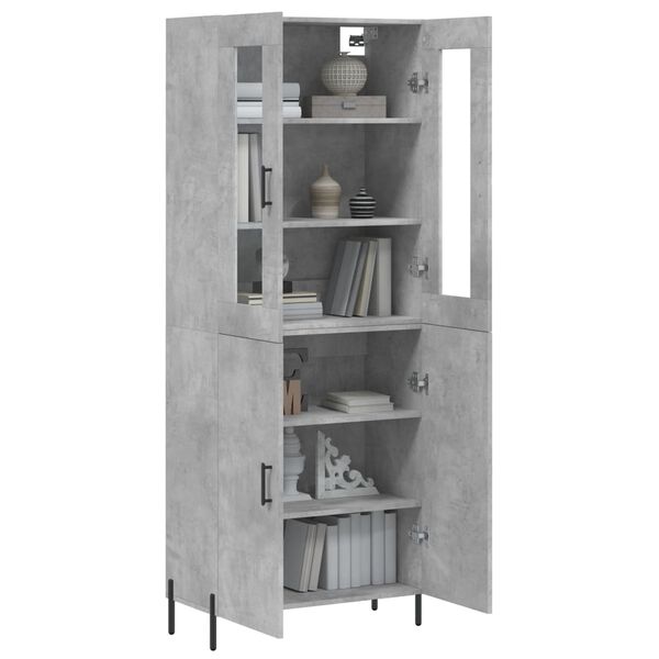 vidaXL Highboard betonggr&aring; 69,5x34x180 cm konstruert tre