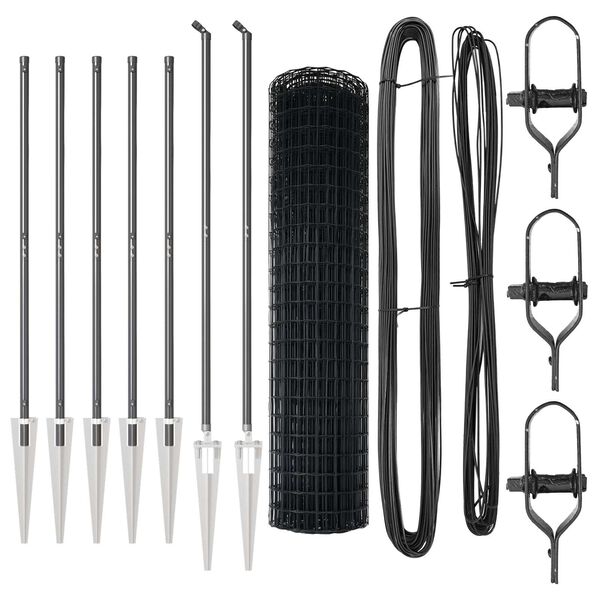 vidaXL Gjerde med stolpe Gr&aring; 1,4 x 10 m St&aring;l og PVC