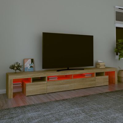 vidaXL TV-benk med LED-lys sonoma eik 260x36,5x40 cm